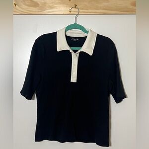 J. Crew Ribbed Short Sleeve Polo Preppy Women Size Large